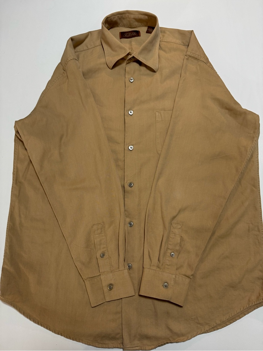 Tasso Elba Men's Button-Down cotton Shirt- Tan, L